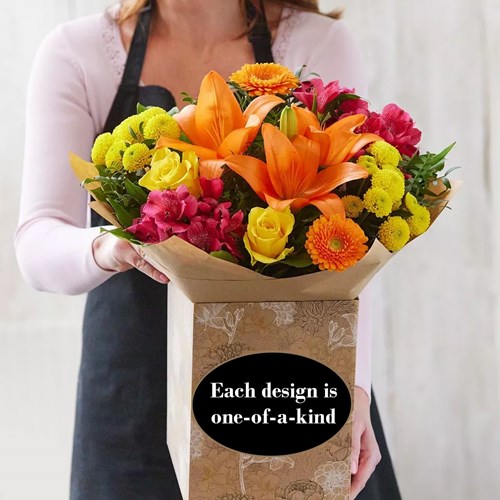 Bright Hand-tied bouquet made with the finest flowers - Customer Favourite